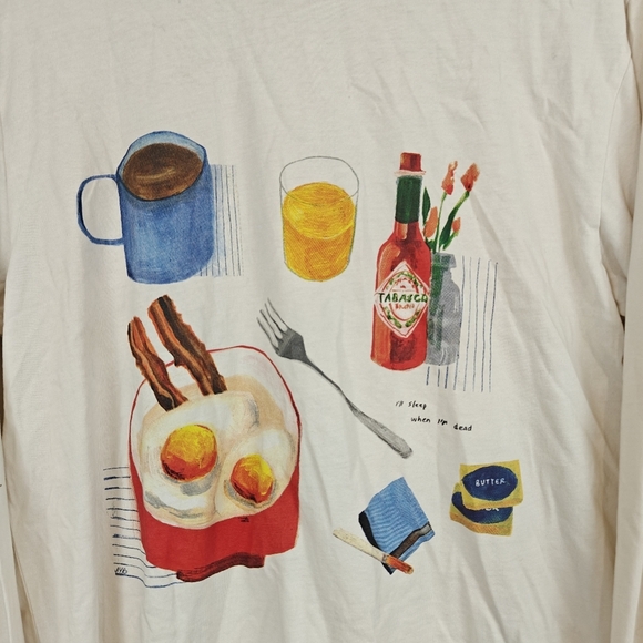 AYR Maggie Cowels Long Sleeve Breakfast Tee "I'll Sleep When I'm Dead" Cotton XS - Picture 6 of 16